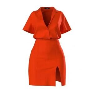 Hanifa Robyn Dress in Flame Red Two Piece Skirt Set Womens XS
